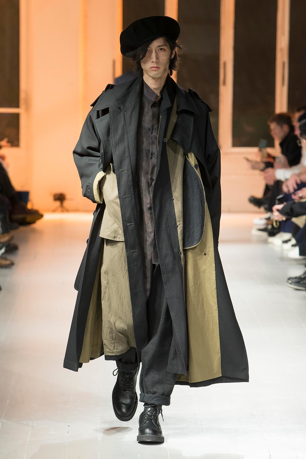 Yohji Yamamoto 20AW カットオフ ダブルフェイス コート黒紺1