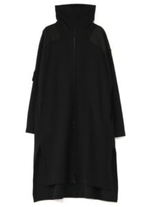 DOUBLE FACE/COTTON SILESIA STAND COLLAR DRESS