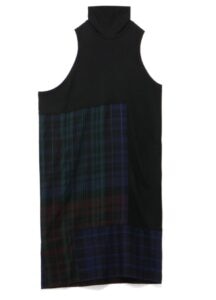 PLAID PANEL SLEEVELESS DRESS