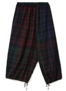 WOOL RAYON CHECK PARACHUTE PANTS