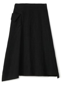 WOOL LINEN PIN STRIPE  ASYMMETRICAL POCKET SKIRT