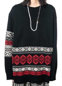 5G Bulky Wool Nordic Crew Neck Pullover