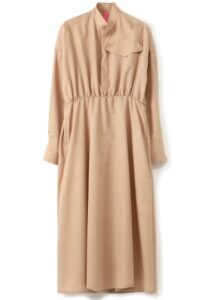 WOOL MOHAIR GABARDINE GATHER DRESS