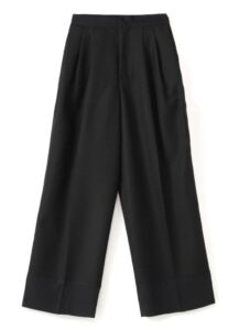 WOOL HARD SERGE HEM TIERED PANTS