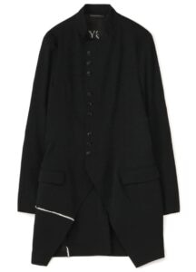 WOOL GABARDINE STAND COLLAR LONG JACKET