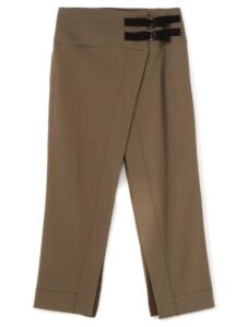 COTTON SUVIN GIZA FLEECE W BELT MED WIDE WRAP PANTS