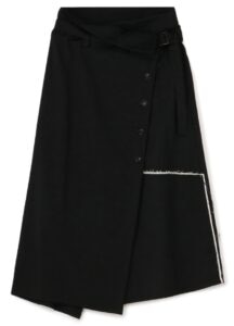 WOOL GABARDINE DOUBLE BELT WRAP SKIRT