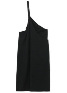 WOOL GABARDINE ASYMME APRON DRESS