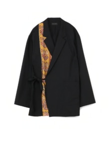 T/W Tropical Indian Block Print Peacock Wrap Haori Tailored Jacket