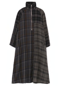 TWILL CHECKED RAGLAN A LINE DRESS
