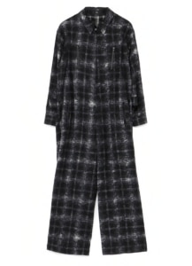 CARDED WOOL CHECK UNEVEN PRINT JUMPSUIT