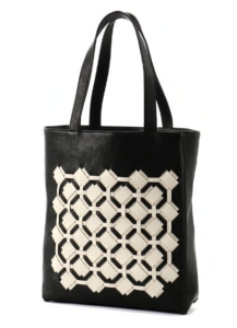 KNITTED LEATHER TOTE