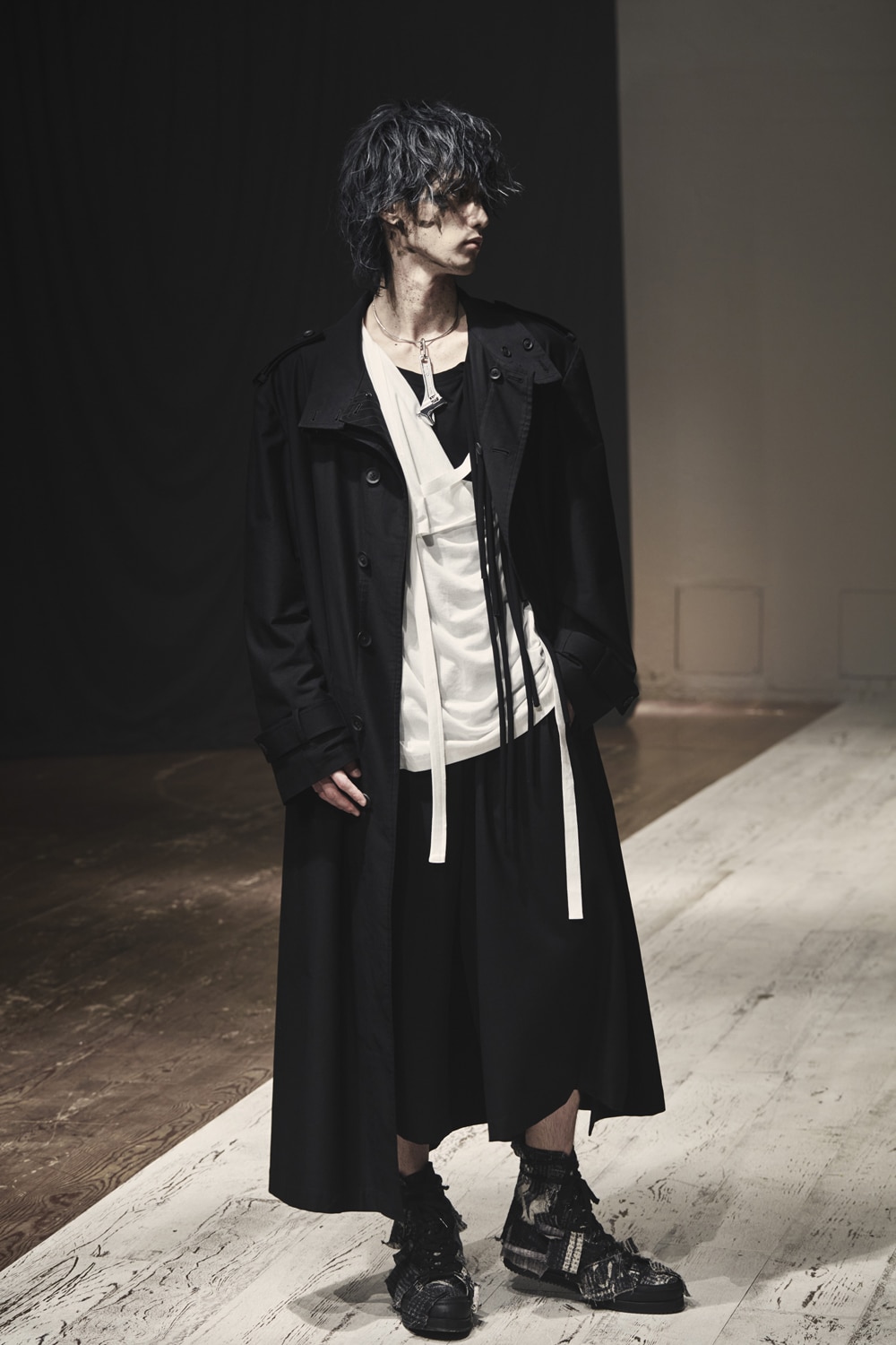 Yohji Yamamoto POUR HOMME ヨウジヤマモト プールオム 18SS LOOK19 メッセージストライプ 着る服ないの キルティングジャケット メンズ ブラック HW-J31-225