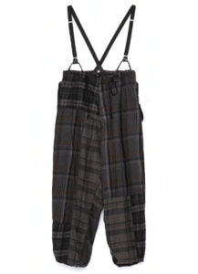 TWILL CHECKED SUSPENDER PANTS