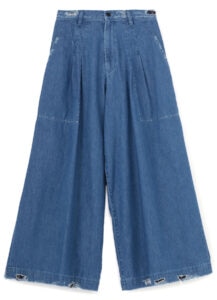 8oz DENIM BIO WASH 2 TUCK WIDE PANTS