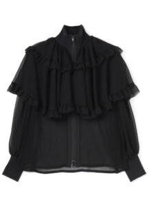 YORYU GEORGETTE CREPE GATHER CAPE BLOUSON