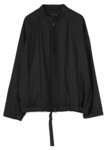 Wide Pleated Balloon Stand Collar Blouson