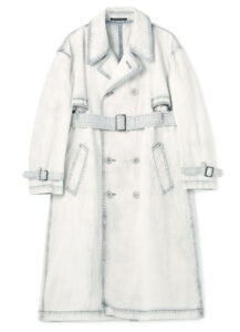 COTTON NYLON HERRINGBONE STONE BLEACH TRENCH COAT