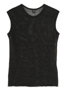 COTTON FAUX LINEN KNIT ROUND NECK TANK TOP