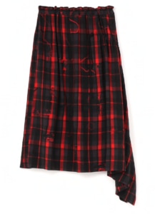 RAYON LAWN CHECK SHIRRING SKIRT