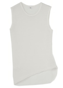 COTTON FAUX LINEN KNIT ASYMME TANK TOP