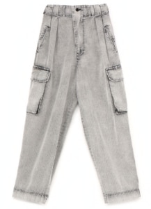 COTTON SULFUR HERRINGBONE STONE BLEACH CARGO PANTS