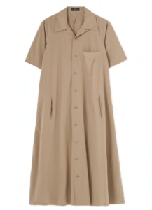 POLYESTER TYPEWRITER DYE OPEN COLLAR DRESS