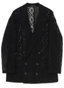 PATCHED TORCHON LACE PEAK LAPEL JACKET