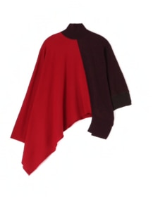 WOOL PLAIN STITCH 14G1P HIGH NECK COLOURS CAPE