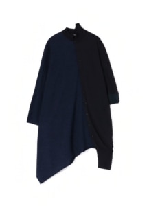 WOOL PLAIN STITCH 14G1P COLOURS LONG CAPE CARDIGAN