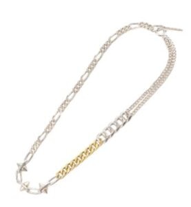 Brass Spike Figaro Curve Chain Necklace