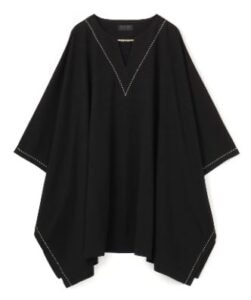 40/2 Cotton Jersey Color Blind Stitch V slit Tunic Poncho Pullover