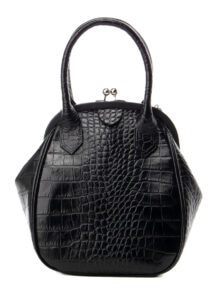 EMBOSSED CROCODILE LEATHER ROUND CLAPS BAG