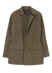 WOOL HERRINGBONE LEFT COLLAR DETACHABLE JACKET