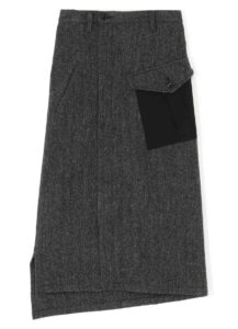 WOOL HERRINGBONE BACK YOKE SKIRT