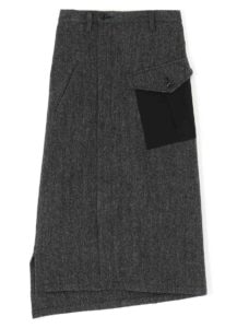 WOOL HERRINGBONE BACK YOKE SKIRT