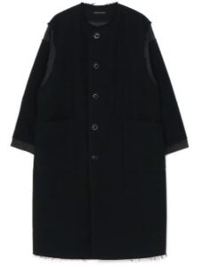 OIL CUT MELTON + NYLON TAFFETA NO COLLAR PATCH COAT