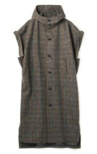 WOOL BRITISH TWEED FRENCH SLEEVE HOODED DRESS