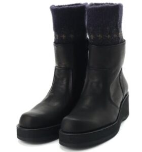 JACQUARD KNIT LEATHER COMBI NORDIC KNITTED BOOTS