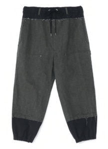 COTTON/LINEN CANVAS INK COATING PATCHED DOUBLE DECK PANTS