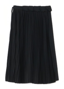 WOOL GABARDINE + POLYESTER de CHINE PLEATS COMBI WRAP SKIRT