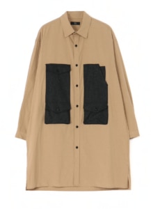 COTTON/VINTAGE DUNGAREE+THIN FLANNEL BIG OUTER BLOUSE