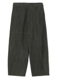 COTTON/LINEN CANVAS INK COATING PATCHED PANTS