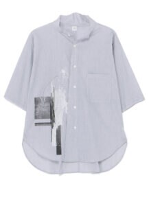 DYED MICRO BROAD Y'S COLLAGE PRINT TUCK COLLAR SHIRTｖ