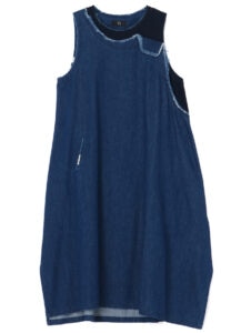 BIO STONE DENIM HAND STITCH CUTTING APART FLARE DRESS