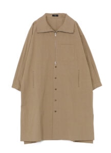 COTTON TWILL VINTAGE FINISH STAND COLLAR DRESS