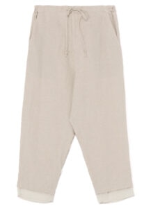 LINEN + POLYESTER COTTON BIG TAPERED STRING PANTS