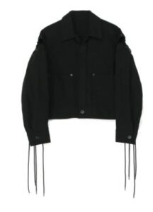 Black Denim Lace Up Sleeve Blouson