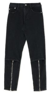 Black Denim Front Zip Pants