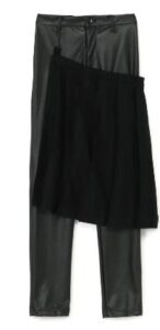 Synthetic Leather Pleats Combination Pants B